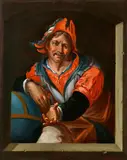 Heraclitus - The Weeping Philosopher Democritus - The Laughing Philiosopher by circle of Joachim Wtewael, Oil on panel. Each, sold Nov 2019