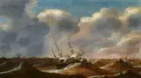 Claes Claesz. Wou, Ships on Rough Seas, Oil on panel