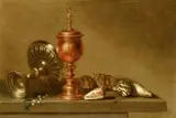 Maerten Boelema de Stomme, Vanitas Still Life with a Chalice, Tazza, and Shells, Oil on panel