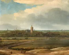 Anthonie van Croos, Panoramic Landscape with a View of Leiden in the Distance, Oil on canvas (relined)