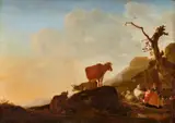 Nicolaes Pieterszoon Berchem, Hilly Landscape with Cattle and Shepherds
