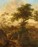 Guilliam (Willem) de Heusch, Travellers in a Wooded Landscape, Oil on canvas (relined)