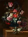 Jean-Baptiste Monnoyer, Still Life with a Tulip, Peonies, and Roses, Oil on canvas (relined)