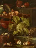 Cristoforo Munari, Kitchen Still Life with Vegetables and Poultry, Oil on canvas (relined)