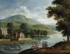 Landscape with a Lake and Figures by Jan Frans van Bredael, Oil on copper, sold Nov 2019