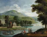 Jan Frans van Bredael, Landscape with a Lake and Figures, Oil on copper