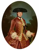 attributed to Giacomo Ceruti, A Lady in Hunting Costume in a Landscape, Oil on canvas (relined)