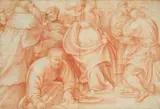 Italian School circa 1600, The Virgin with Apostles and Church Fathers, Red chalk