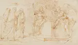 The Three Maries at the Tomb by Italian School 17th century, Brown ink and was, offered Nov 2019