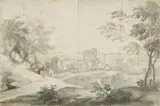 Southern Landscape with a Castle by Netherlandish School 17th century, Grey ink and was, offered Nov 2019