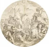 Italian School probably 18th century, A Biblical Scene, Grey ink and wash on laid paper