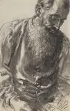 Adolph von Menzel, Portrait of a Bearded Man, Black chalk