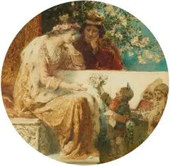 Carl Gehrts, Fairytale Princess with her Prince, Watercolour on paper, mounted on card