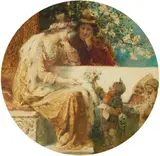 Carl Gehrts, Fairytale Princess with her Prince, Watercolour on paper, mounted on card