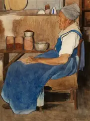 Bernard Bouted de Monvel, La Mère Caillot, Watercolour over pencil on paper