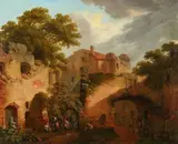 French School, 19th century, Two Southern Village Landscapes