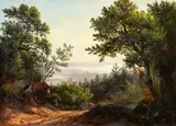 Carl Christian Sparmann, View of Constance seen from Switzerland, Oil on paper, mounted on canvas