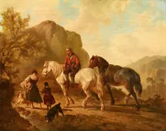 Wouter Verschuur jr., Landscape with a Horseman and a Shepherdess, Oil on panel