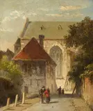 Adrianus Eversen, Street Scene with a Church Square