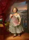 Portrait of a Girl with a Doll, presumably Princess Anna of Saxony by Carl Christian Vogel von Vogelstein, Oil on canvas (edges relined), sold Nov 2019