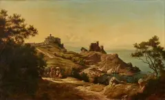 Landscape with a View of Duino Palace near Triest by Robert Kummer, Oil on canvas, sold Nov 2019