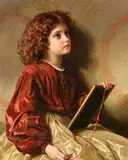 Sophie Gengembre Anderson, Girl with a Slate, Oil on canvas (relined)