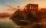 Frank Dillon, View of the Island of Philae in the Nile Valley, Oil on canvas (relined)