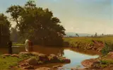 Auguste Bonheur, A Rural Idyll, Oil on canvas (relined)