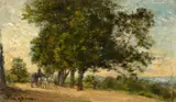 Stanislas Victor Eduard Lépine, Landscape with a Horse and Cart, Oil on panel