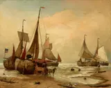 Andreas Achenbach, Unloading the Catch, Oil on canvas