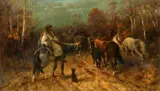 Adolf Schreyer, On the Way to the Meadow, Oil on canvas