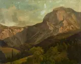 attributed to Adalbert Waagen, Mountain Landscape, Oil on panel