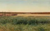 Josif Krachkovsky, Panoramic Landscape with a Cornfield, Oil on canvas
