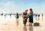 Jacques-Eugène Feyen, The Shell Collectors, Oil on canvas (relined)