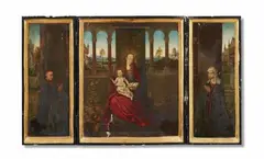 Probably Bruges School late 15th century, Folding Altarpiece with the Virgin Mary and Donors, Oil on panel