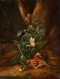 Karl Wilhelm de Hamilton, Forest Floor with a Thistle, Mushrooms, Snails, and a Lizard, Oil on panel