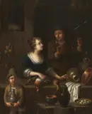 Netherlandish School early 18th century, Two Market Scenes with Game and Poultry Sellers, Oil on panel. Each