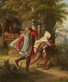 Karl Ballenberger, The Legend of Meinrad of Einsiedeln, Oil on panel