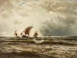 Friedrich August Kessler, Return of the Blankenbergh Fishing Fleet, Oil on canvas