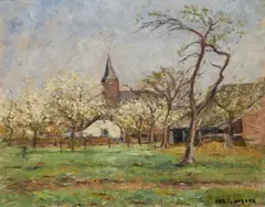 Helmuth Liesegang, Spring in Wittlaer, Oil on plywood panel
