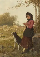 Hubert Salentin, Young Shepherdess, Oil on canvas