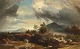 Approaching Storm in the Roman Campagna by circle of Johann Wilhelm Schirmer, Oil on canvas (relined), sold Sep 2019