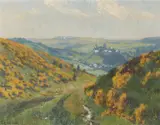 Fritz von Wille, Flowering Broom near Reifferscheid, Oil on canvas
