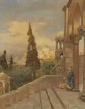 Carl Wuttke, View of the Temple Mount in Jerusalem Seen from the Mount of Olives, Oil on canvas (relined)