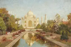 Carl Wuttke, View of the Taj Mahal, Oil on canvas, mounted on panel