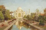 Carl Wuttke, View of the Taj Mahal, Oil on canvas, mounted on panel