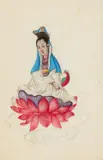 An album with eleven paintings by Anonymer Maler des 19. Jh., An album with eleven paintings depicting Guanyin, Zhong Kui, Guan Yu with a halberd, demons, and other figures. Colour a, sold Jun 2019