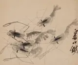 Qi Baishi, Shrimps. Hanging scroll. Ink on paper. Signed Baishi Shanweng.