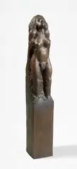 Alfred Hrdlicka, Stele mit weiblicher Figur, 1975/2000, Bronze with golden brown patina
