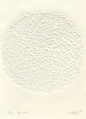 Spirale by Günther Uecker, 2005, Embossing on card, sold Jun 2019